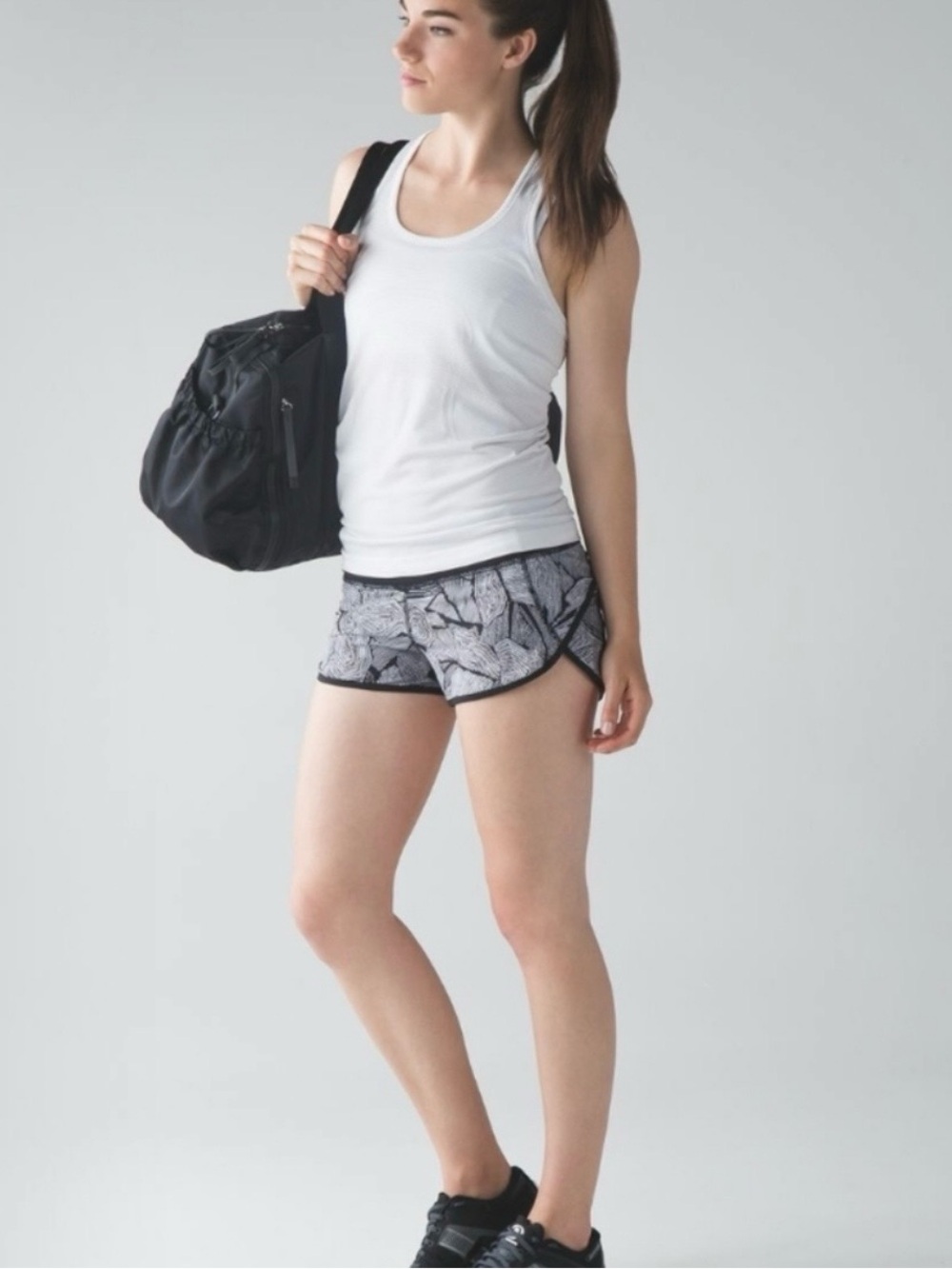 lululemon athletica Black & White Printed Athletic Shorts